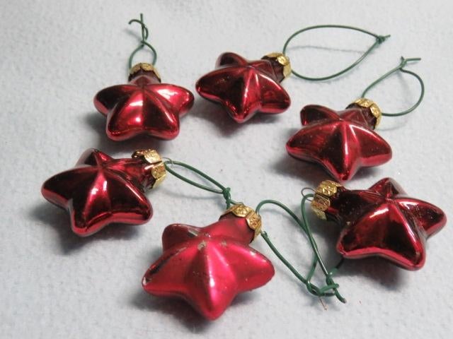 1 EURO OF GRATIS 6 glazen rode sterren voor in de kerstboom, Ophalen, Gebruikt