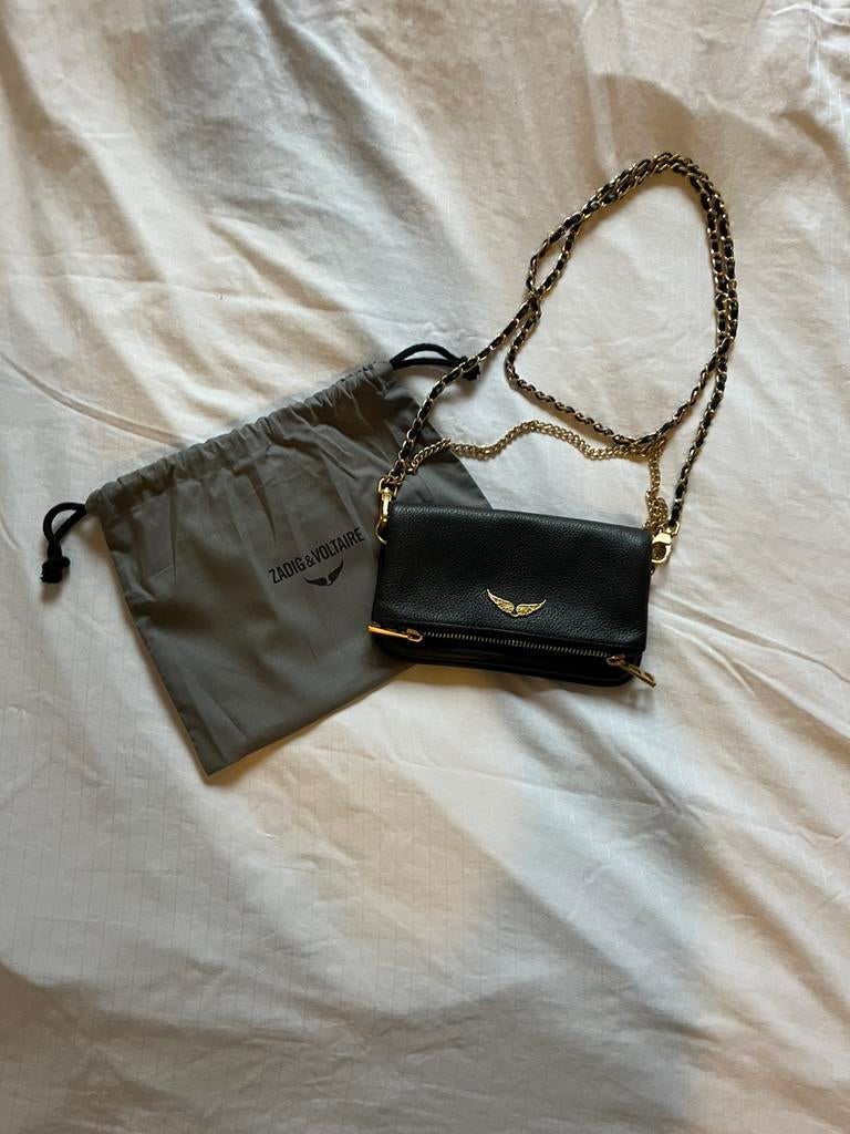 Zadig Voltaire Nano Rock Noir Gold Handtas, Sieraden, Tassen en Uiterlijk, Tassen | Damestassen, Ophalen of Verzenden, Nieuw, Zwart