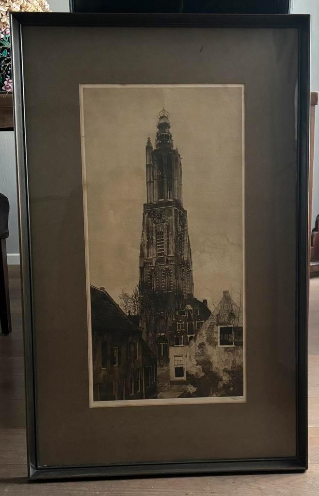 Onze Lieve Vrouwetoren Amersfoort, Antiek en Kunst, Kunst | Etsen en Gravures, Ophalen