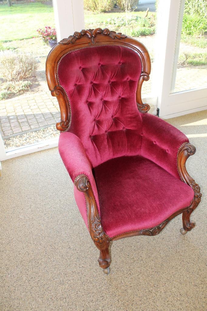 oude fauteuil antiek / Victorian chair, Huis en Inrichting, Fauteuils, Ophalen, Gebruikt, Victoriaans, 75 tot 100 cm