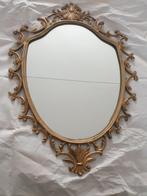 Vintage koperen Spiegel met Barok Frame, Ophalen of Verzenden, Gebruikt, Ovaal, 50 tot 75 cm