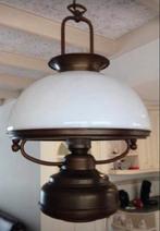 Hanglamp olielamp model massief eiken met melkglas, Antiek en Kunst, Ophalen