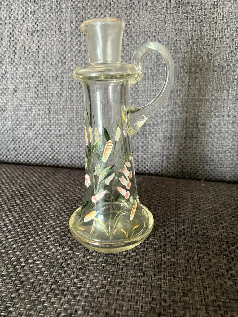 Prachtig beschilderd glazen karafje, Antiek en Kunst, Ophalen of Verzenden, Glas