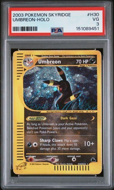 umbreon H30 Skyridge Holo, Ophalen of Verzenden, Zo goed als nieuw, Losse kaart, Foil
