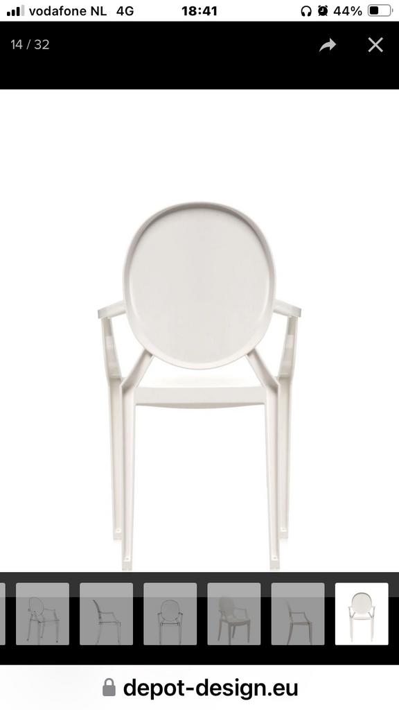 Set van 4 nieuwe Louis Ghost stoelen - Kartell stijl, Huis en Inrichting, Stoelen, Kunststof, Wit, Nieuw, Ophalen of Verzenden