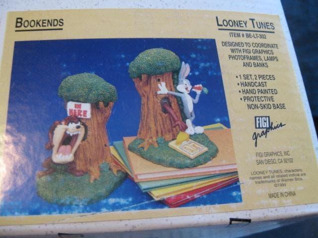 BUGS BUNNY + TAZ TASMANIAN DEVIL Boekensteunen LOONEY TUNES, Verzamelen, Stripfiguren, Ophalen, Looney Tunes, Nieuw, Beeldje of Figuurtje