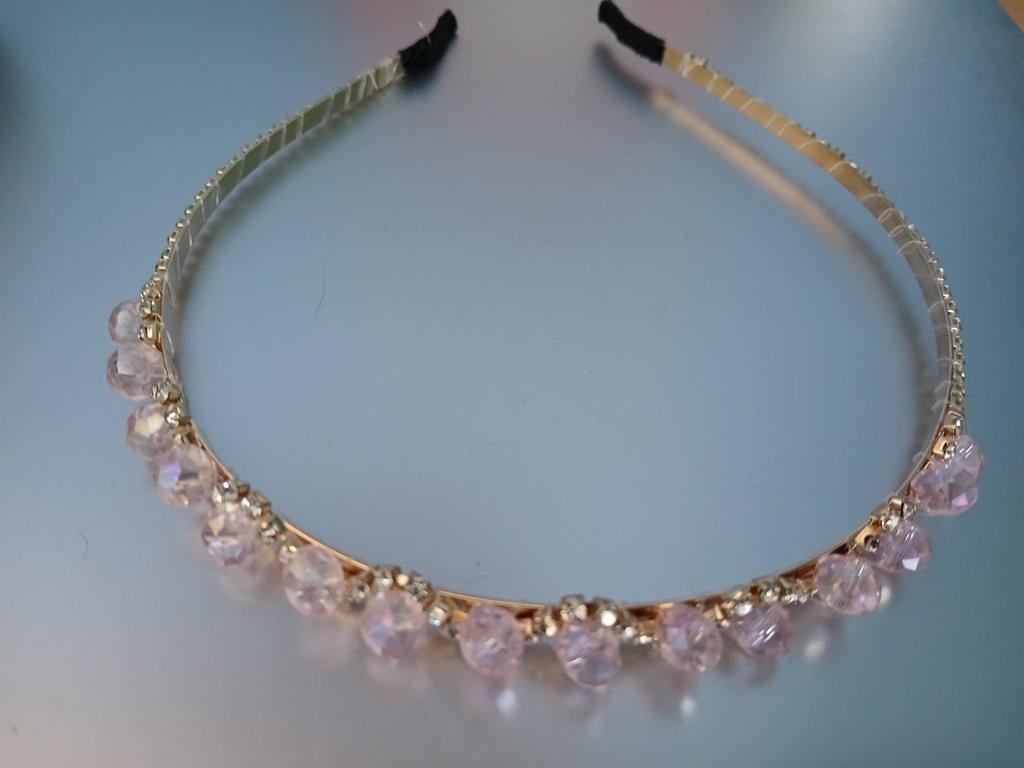 Elegante haarband met roze kristallen en strass, Ophalen of Verzenden, Zo goed als nieuw