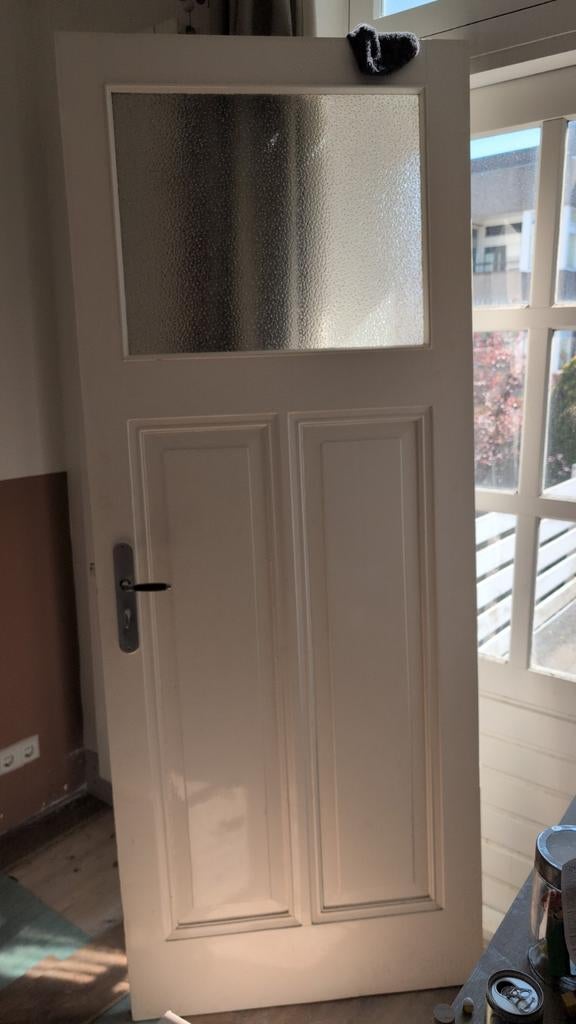 Wc deur met troebel glas, Ophalen, Glas, Binnendeur, 200 tot 215 cm