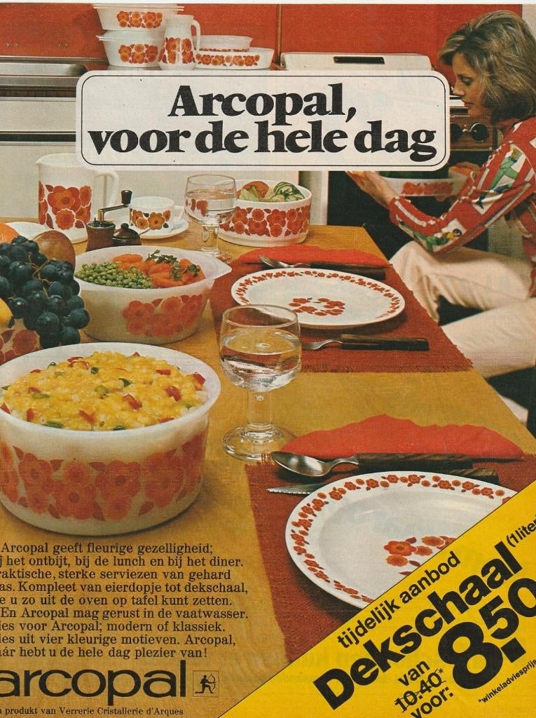 Retro reclame 1975 Arcopal Utrecht borden schaal mok, Verzenden, Overige typen