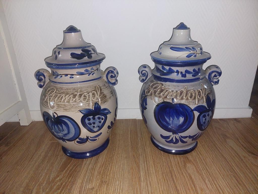 Set van twee vintage rumtopf potten, gemerkt '826-36 W. Germ, Antiek en Kunst, Antiek | Vazen, Ophalen of Verzenden