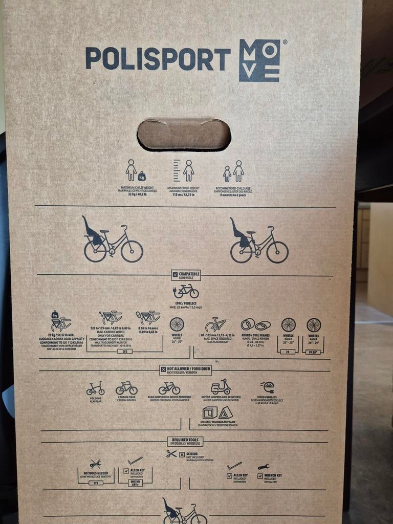 Polisport Move fietsstoeltje, Fietsen en Brommers, Ophalen of Verzenden, Zo goed als nieuw