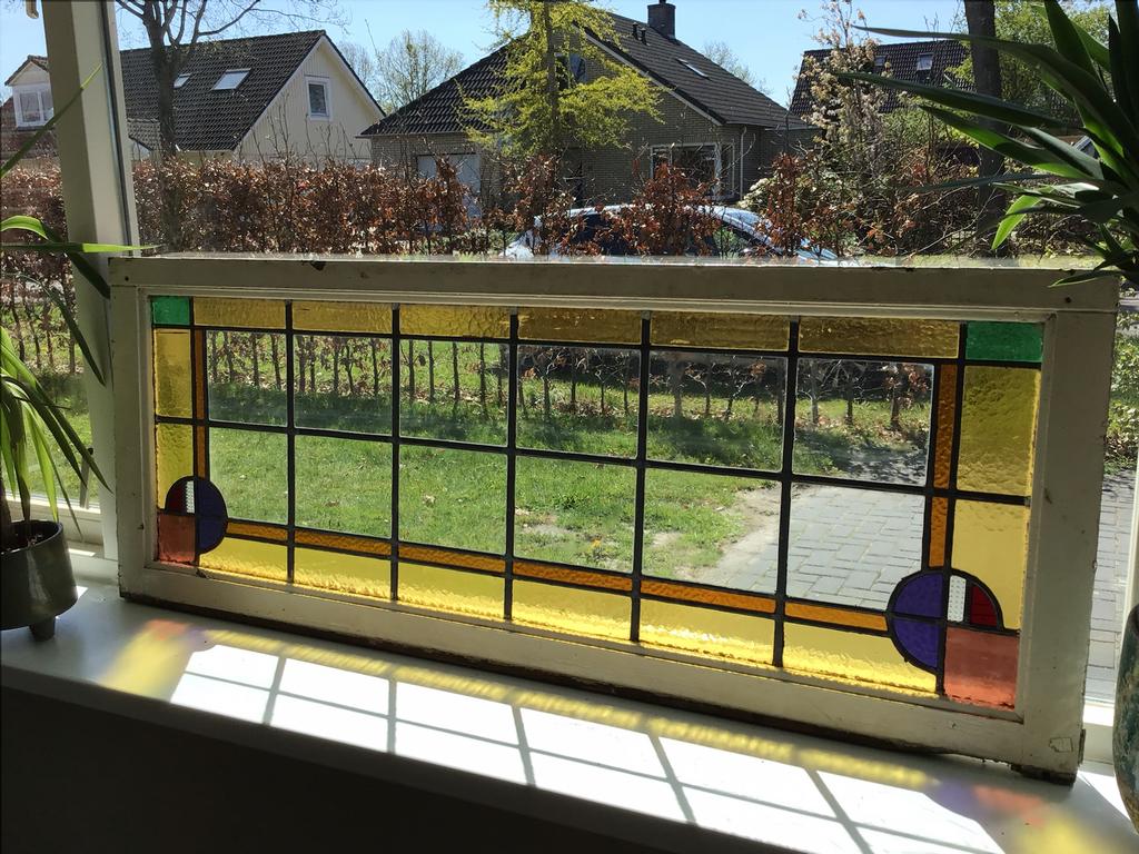 Zeer mooi glas in lood raam, Antiek en Kunst, Curiosa en Brocante, Ophalen