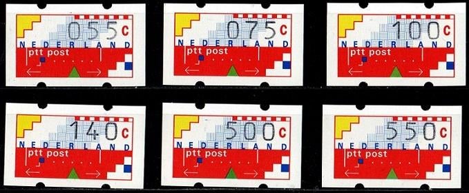 Nederland Automaatstroken nr. 4, 8, 11, 14, 28-29 postfris, Postzegels en Munten, Ophalen of Verzenden, Na 1940, Postfris