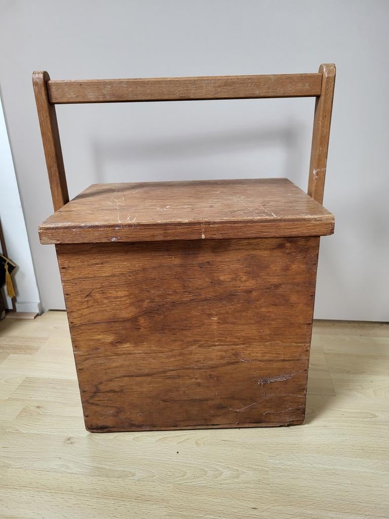 Houten kist met hengsel en losse deksel, Ophalen, 50 tot 100 cm, Minder dan 50 cm, Minder dan 50 cm