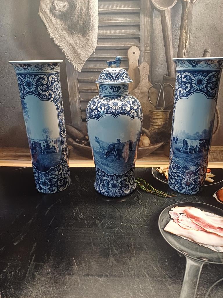 Petrus ragout  blauw vazen en pot met deksel, Ophalen of Verzenden
