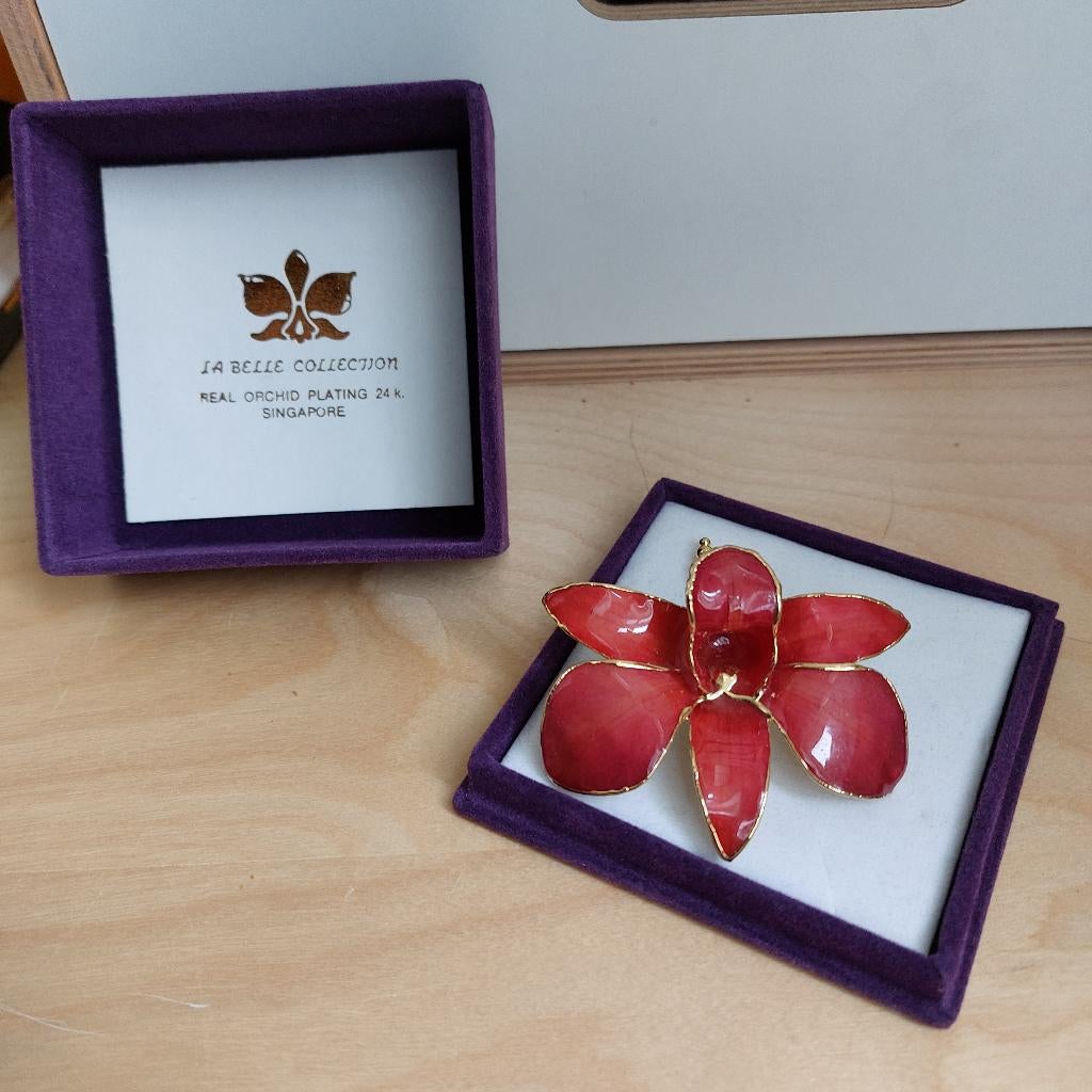 Broche orchidee | La Belle Collection, Ophalen, Overige materialen, 4 tot 7 cm, Zo goed als nieuw