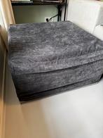 Zwarte poef met grijze hoes, uitklapbaar tot bed, Ophalen, Gebruikt, Stof