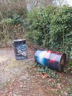 Olievaten met houten blad - sta-tafel of rookoven, Ophalen, Gebruikt