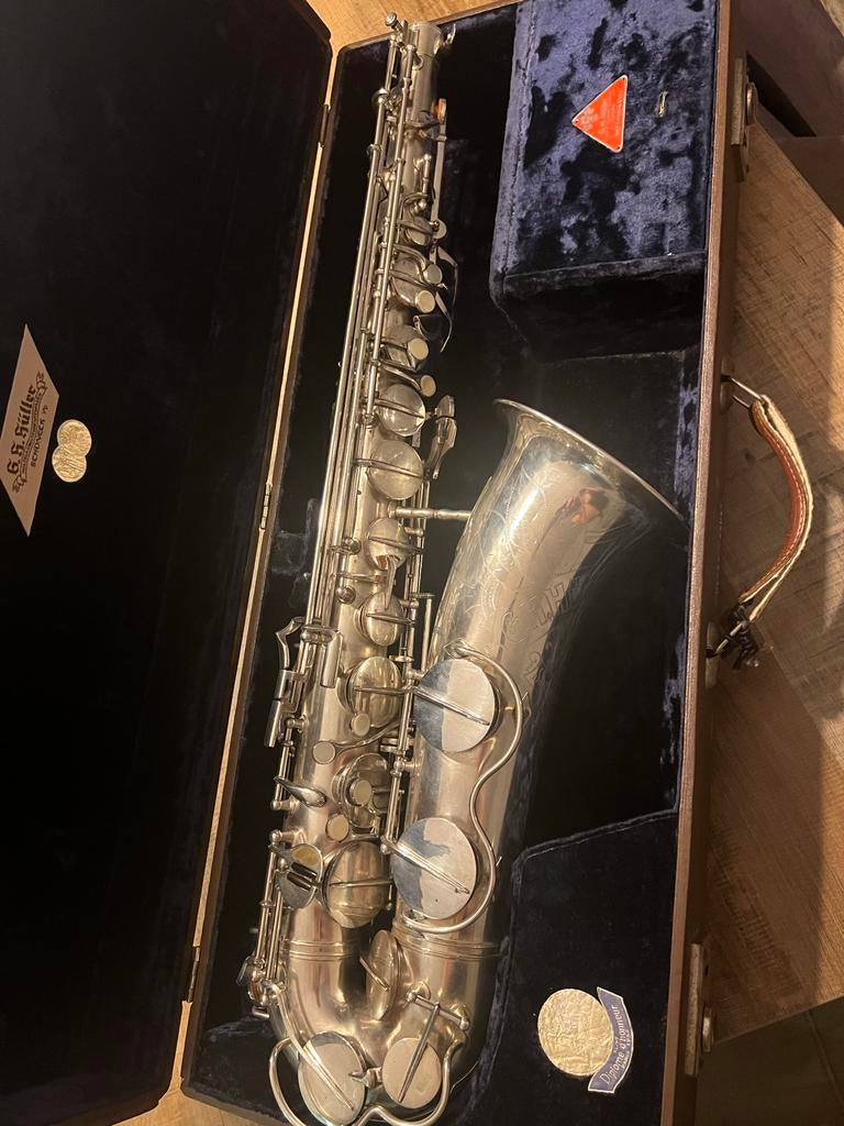 Vintage Huller Tenorsaxofoon - Zilverkleurig met Koffer, Ophalen, Gebruikt, Tenor, Met koffer