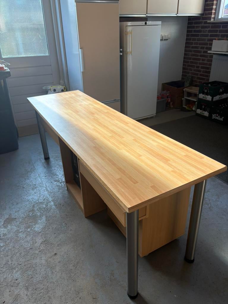Bureau  werkbank werktafel afm 205 x 60 x 75 cm., -, -, 200 cm of meer, Zo goed als nieuw