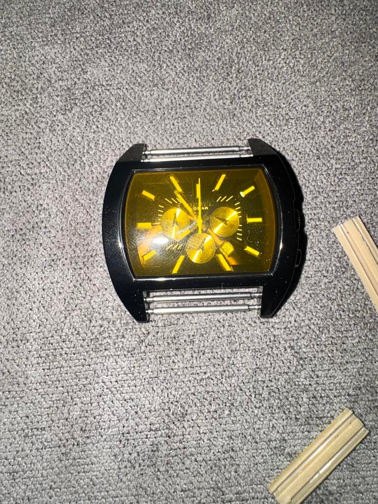 Diesel horloge met geel glas, Overige merken, Staal, Polshorloge, Ophalen of Verzenden