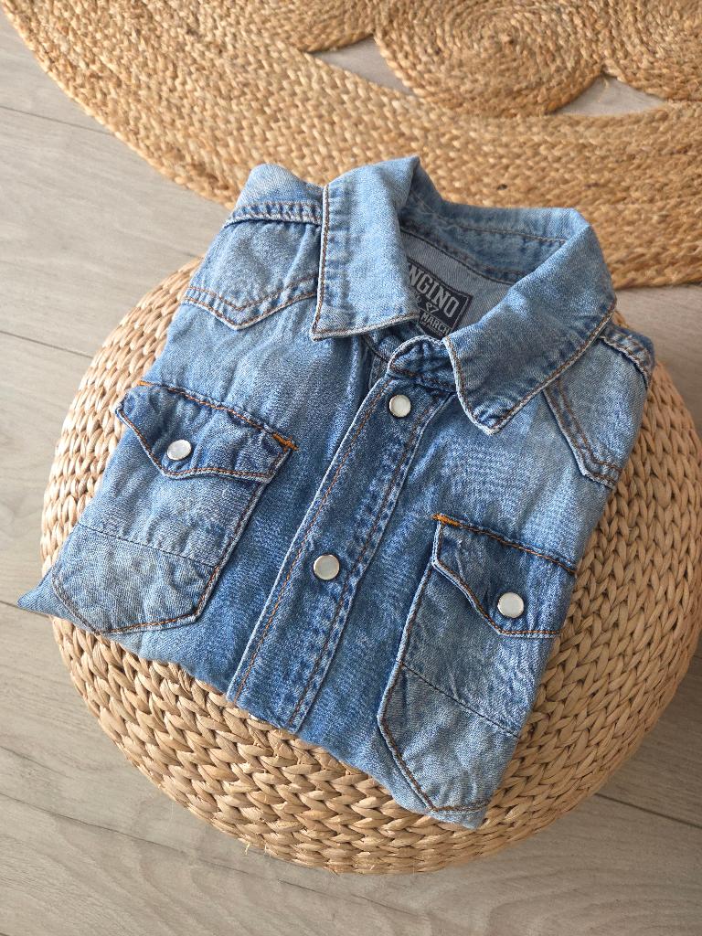 Vingino jongens spijkerblouse maat 8, Verzenden, Overhemd of Blouse, Zo goed als nieuw, Vingino