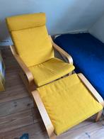 IKEA Poang Schommelstoel + voetenbank -Geel, Huis en Inrichting, Fauteuils, Ophalen, Gebruikt, 75 tot 100 cm, 50 tot 75 cm