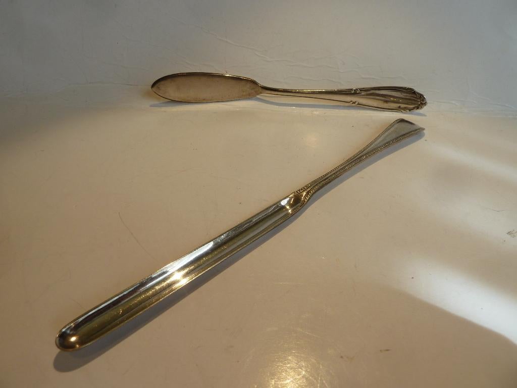 OUD VERZILVERD STUKS BESTEK  ( met merk tekentjes), Ophalen of Verzenden