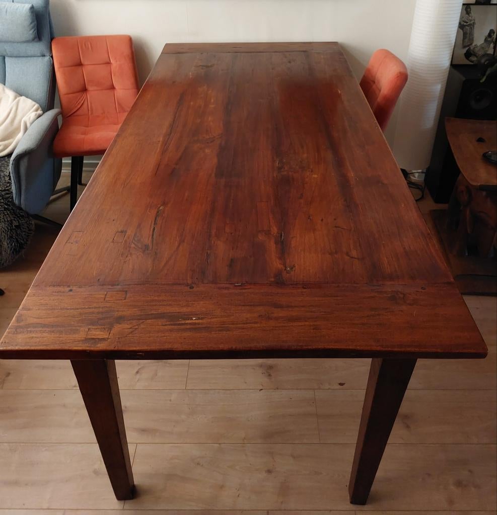 Houten koloniale eettafel eetkamertafel 90x200, Ophalen, Gebruikt, 50 tot 100 cm, 150 tot 200 cm