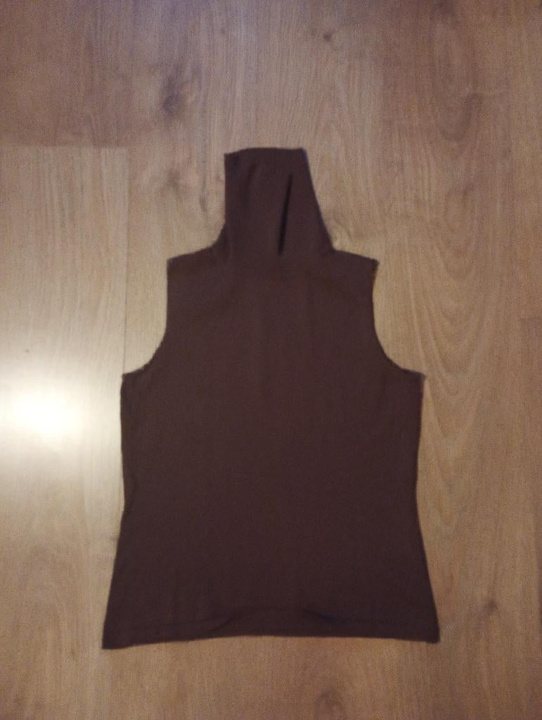 Mooie bruine mouwloze coltrui mt S, Kleding | Dames, Tops, Bruin, Ophalen of Verzenden, Zo goed als nieuw, Maat 36 (S)
