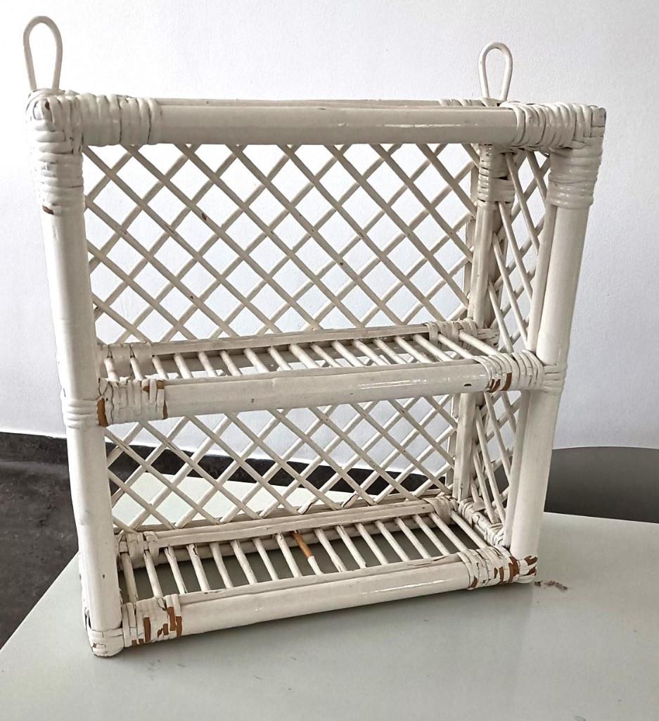 vintage rotan wandrek kastje shabby chic retro jaren70 stijl, Ophalen of Verzenden, Gebruikt
