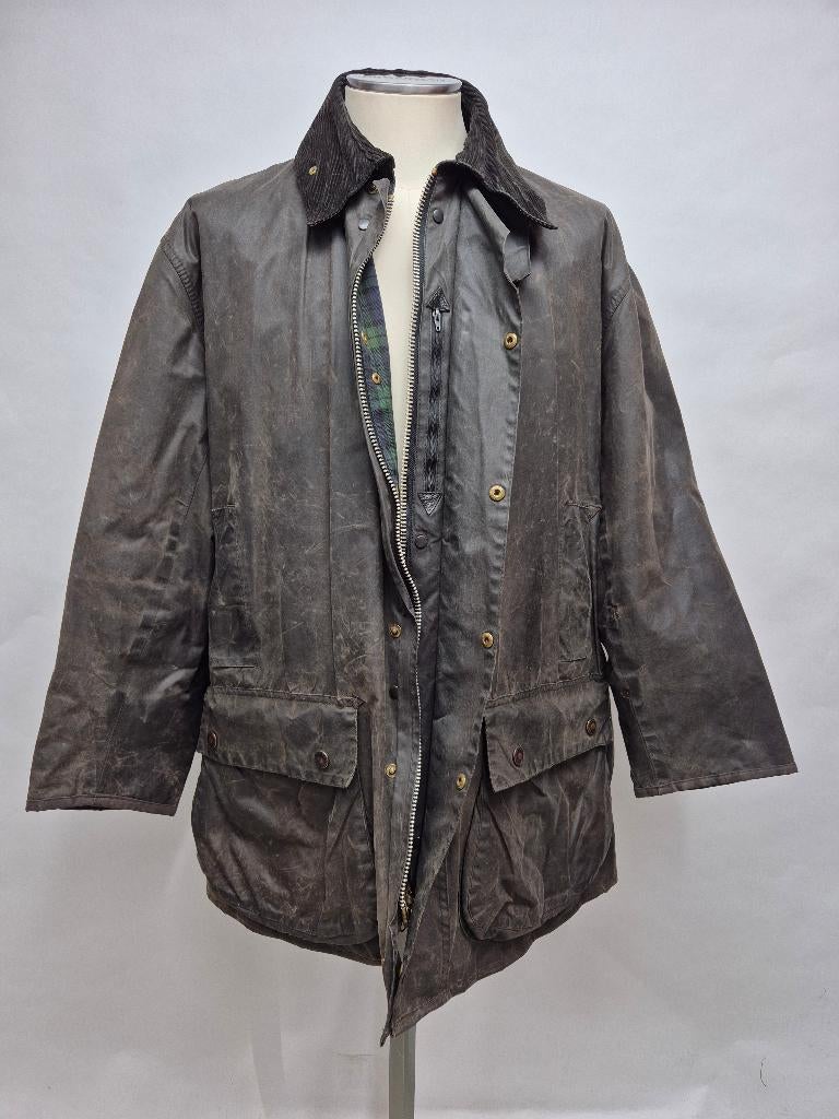 Barbour Border XXL C46-117cm, zwart wax jas, Barbour, Zwart, Overige maten, Ophalen of Verzenden