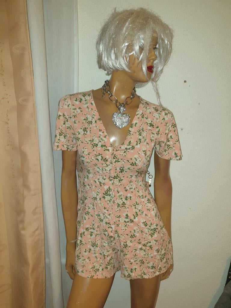 Roze bloemen playsuit van Lisa Seldfridge, maat 36 (S), Kleding | Dames, Jumpsuits, Ophalen of Verzenden, Zo goed als nieuw, Roze