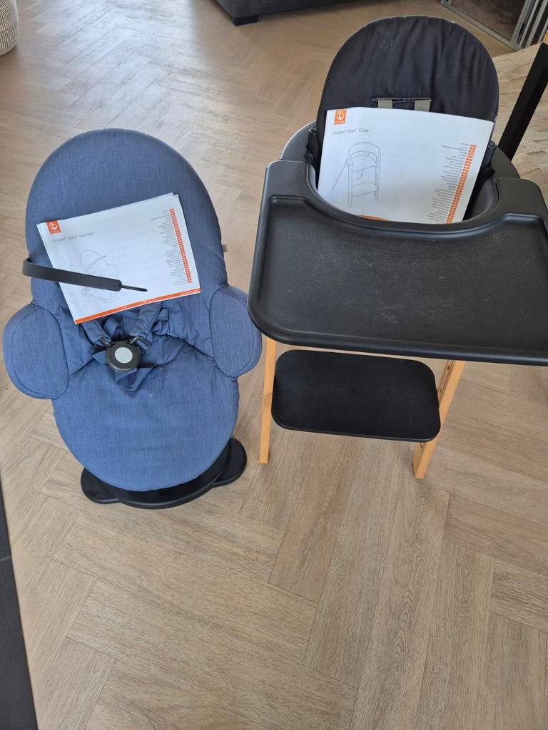 Stokke Steps kinderstoel inclusief bouncer, Ophalen, Gebruikt, Meegroeistoel, Gordel(s)
