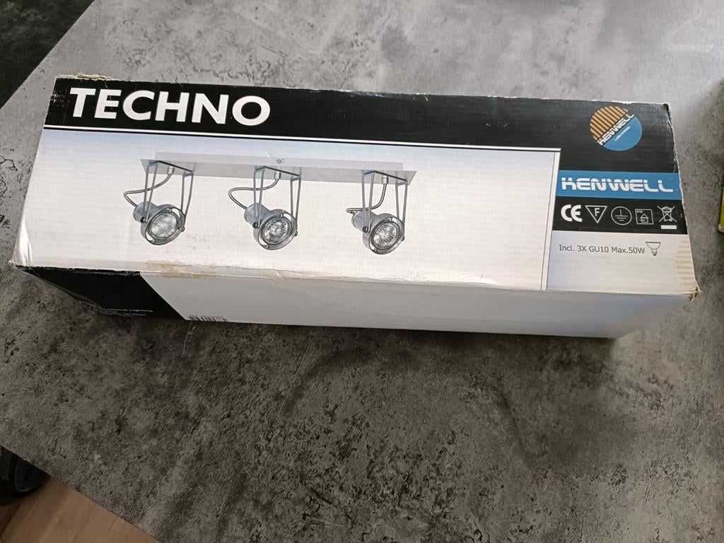 Kennwell Techno Plafondspot met 3 GU10 Max. 50W spots, Halogeen, Metaal of Aluminium, Nieuw, Ophalen of Verzenden