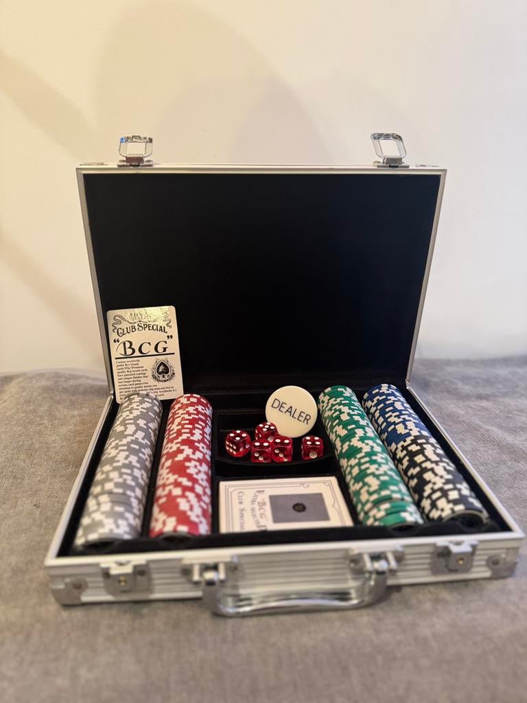 Mooie Pokerset in Luxe Aluminium Koffer - 200 Chips, Ophalen of Verzenden, Zo goed als nieuw