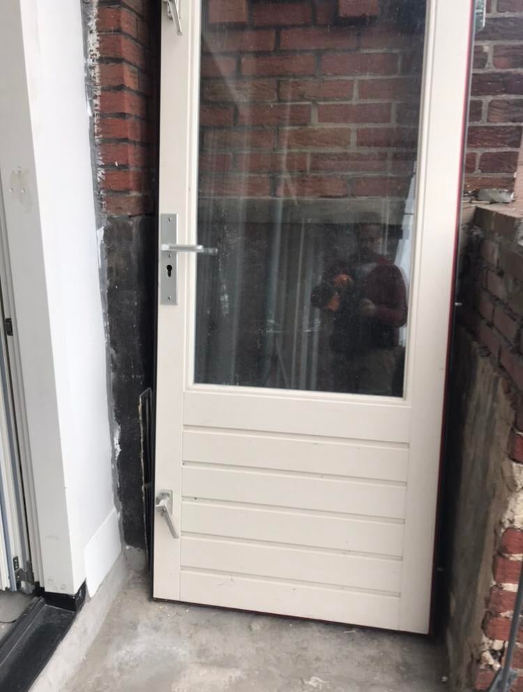 Meranti Buitendeur 201,5x83 buiten deur lage borstwering, Ophalen, 80 tot 100 cm, 200 tot 215 cm, Glas