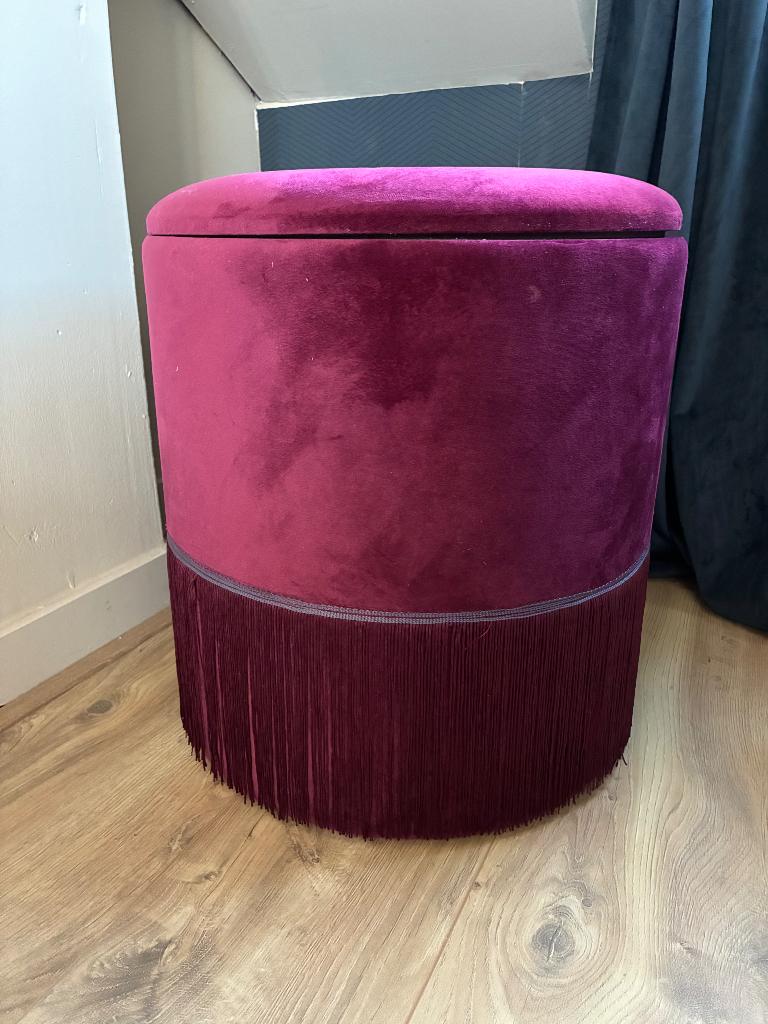 Poef velours aubergine, Ophalen, Overige stijlen, Roze, Zo goed als nieuw