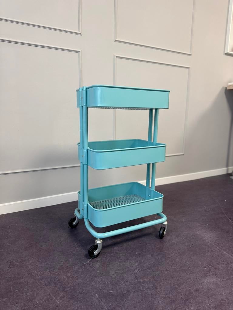 IKEA RÅSKOG roltafel turquoise, Ophalen, Gebruikt