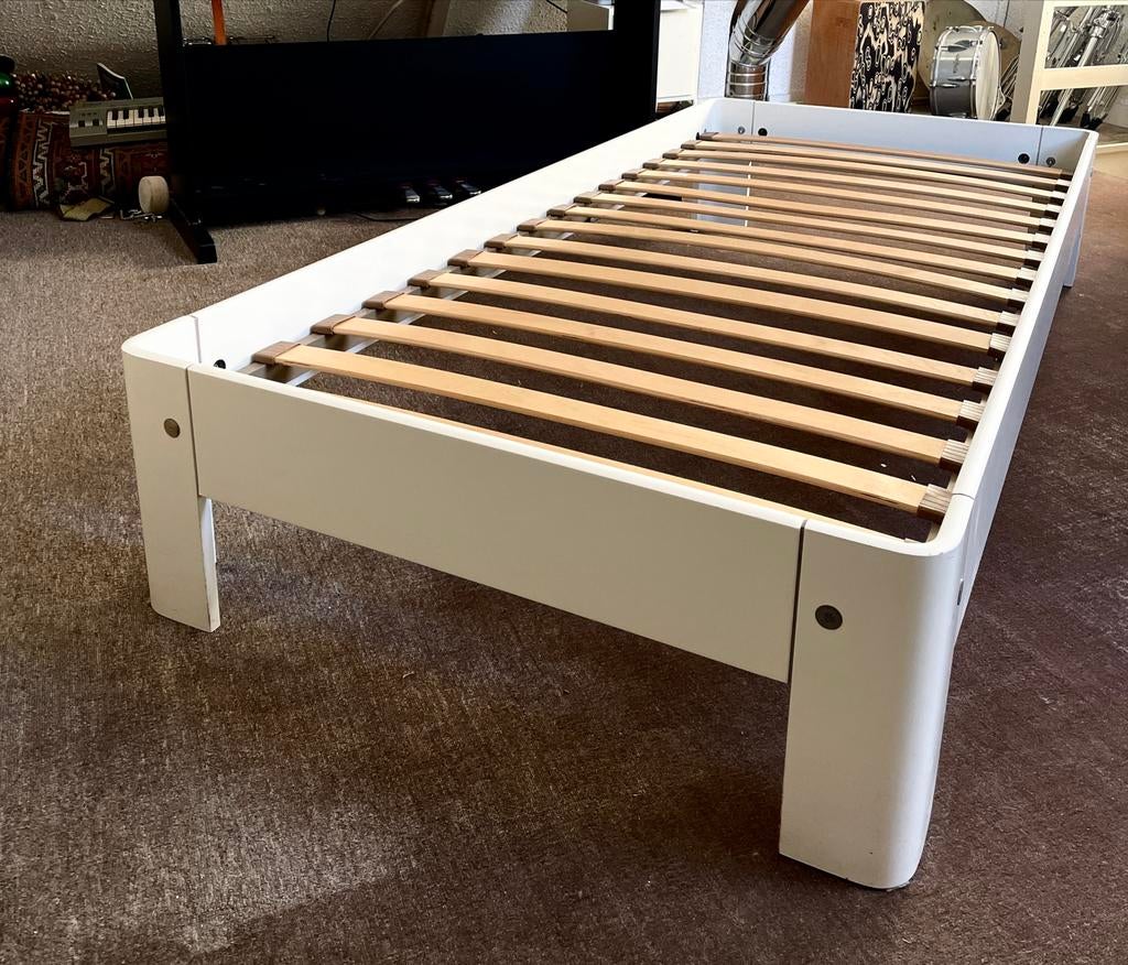 Auping Auronde eenpersoonsbed 90x200x35, Huis en Inrichting, Slaapkamer | Bedden, Ophalen, 90 cm, Eenpersoons, Wit