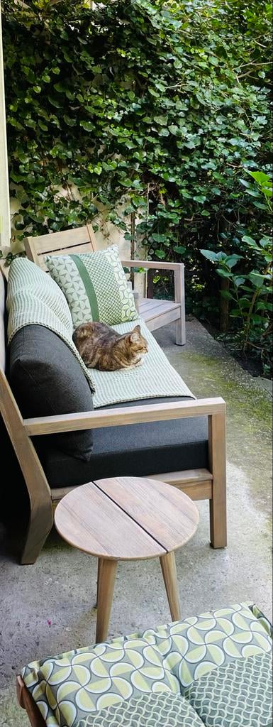 ROUGH batang lounge tuinbank en tuinstoel, Ophalen, Gebruikt, 3 zitplaatsen, Teakhout