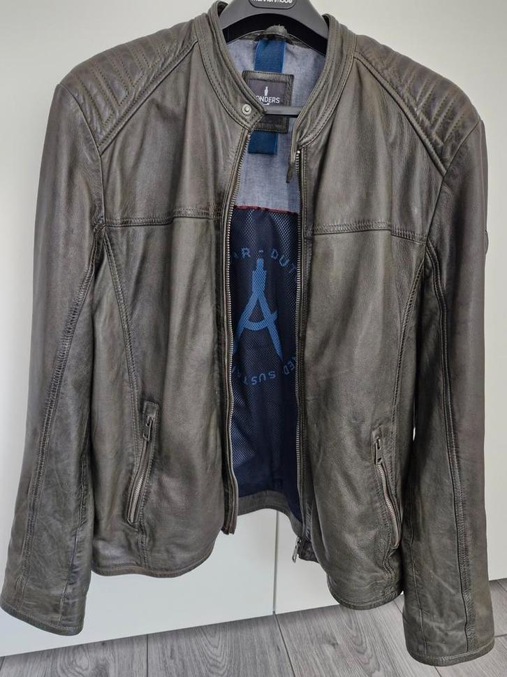 Stijlvolle Leren Jas XL - Zo goed als nieuw, Kleding | Heren, Jassen | Zomer, Zo goed als nieuw, Maat 56/58 (XL), Groen, Ophalen of Verzenden