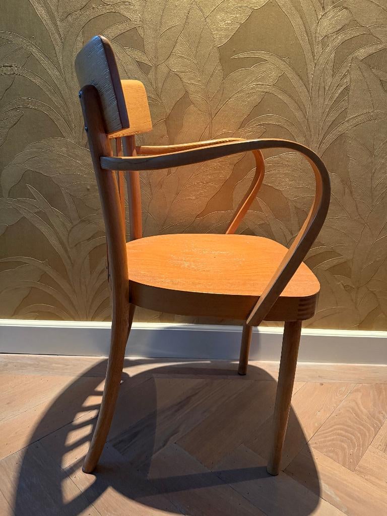 Vintage  houten armstoel Thonet of Bauhaus stijl, Ophalen, Gebruikt, Bruin, Vintage