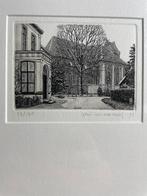 Kerk met pastorie - ets van Wim van der Meij 27/175, Ophalen of Verzenden