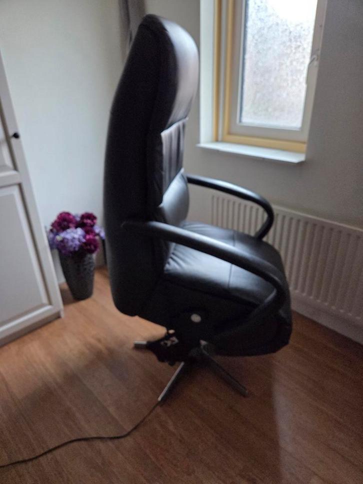 Prominent sta-op stoel, zwart leer, elect..zie omschrijving, Huis en Inrichting, Fauteuils, Zo goed als nieuw, Leer, 50 tot 75 cm