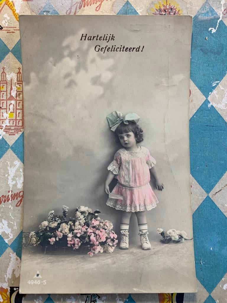 1923 Meisje in roze jurk (NN), Ophalen of Verzenden, 1920 tot 1940, Gelopen, Kinderen
