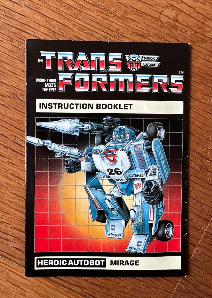 Transformers G1 Mirage missiles en instructieboekje, Verzamelen, Transformers, G1, Ophalen of Verzenden, Nieuw, Autobots