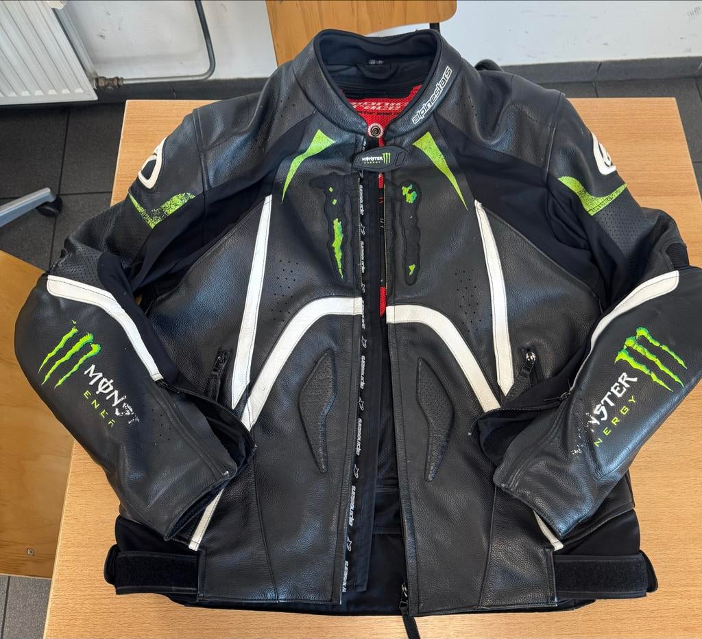 Alpinestars Monster Energy Motorjas met bescherming 56, Ophalen of Verzenden, Tweedehands, Heren, Jas | leer