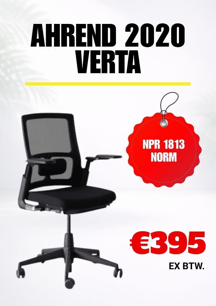 Ahrend 2020 Verta – NPR 1813 bureaustoel – Refurbished, Zwart, Ophalen of Verzenden, Zo goed als nieuw, Bureaustoel