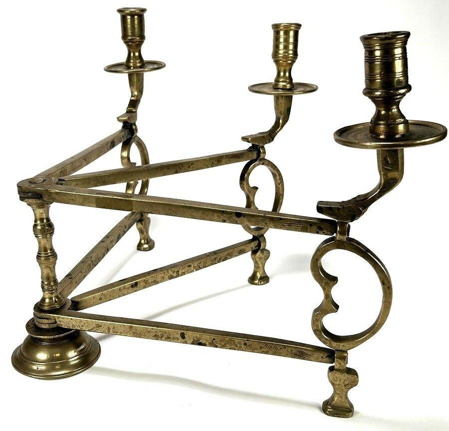 1375. Messing schaarkandelaar, tweede helft 19e eeuw, Ophalen of Verzenden, Koper of Brons